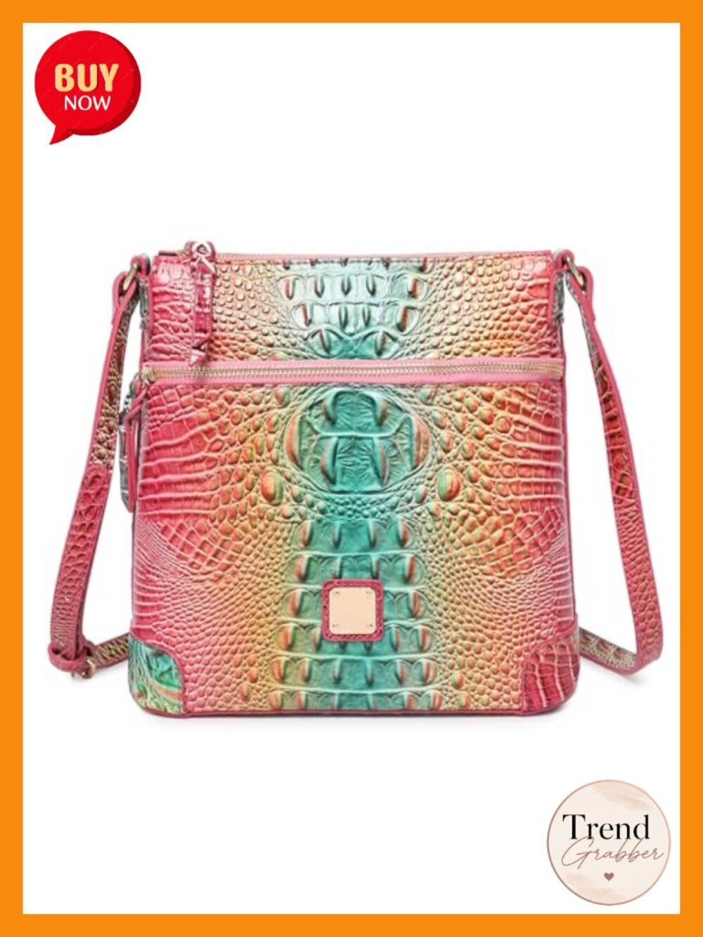 Faux Crocodile Vegan Leather Crossbody Satchel Bag